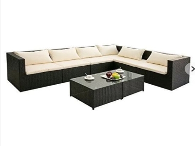 Wood L Shape Sofa Set